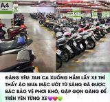 Đáng yêu: Tan ca xuống hầm lấy xe thì thấy áo mưa mặc ướt từ sáng đã được bảo vệ phơi khô, gập gọn gàng để trên yên từng xe